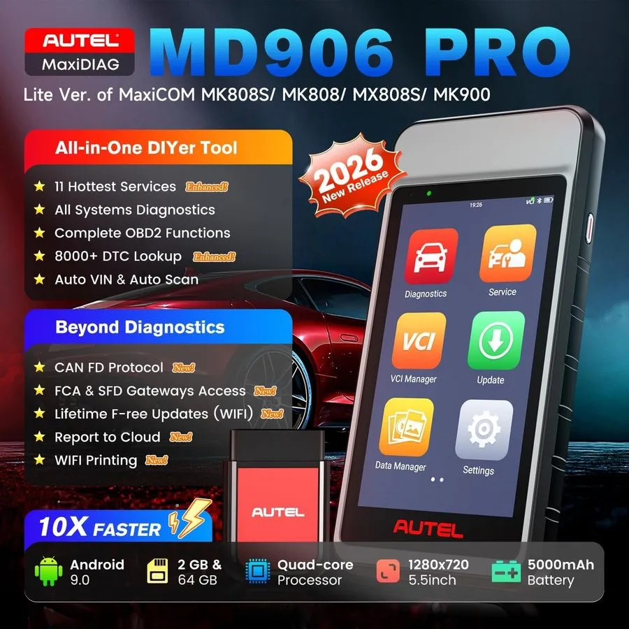 Диагностический сканер 2026 Autel MaxiDiag MD906 PRO Bluetooth Car Scanner Servi