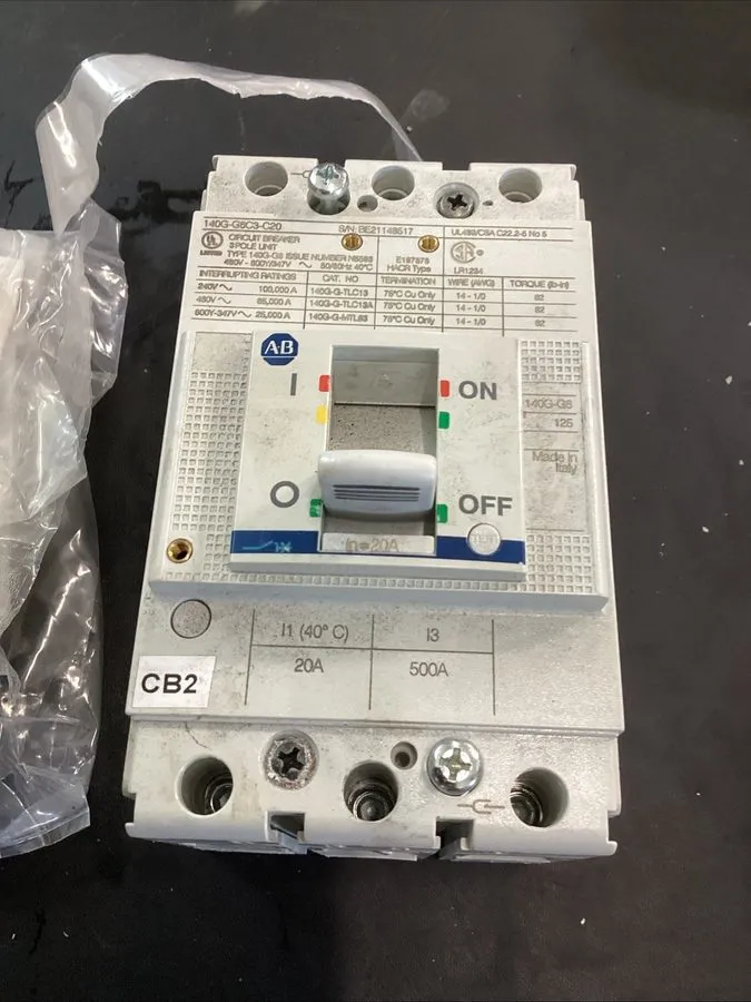 Автоматический выключатель 140G-G6C3-C20 G Frame Molded Case Circuit Breaker 3P/ — фото лота 1