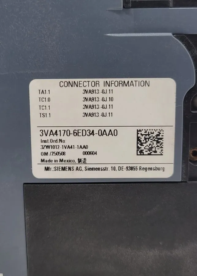 Автоматический выключатель 3VA4170-6ED34-0AA0 SIEMENS 3 POLE 70A 480V 65kA CIRCU