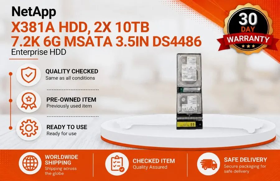 Дисковая полка NetApp X381A HDD, 2X 10TB 7.2K 6G MSATA 3.5IN для DS4486