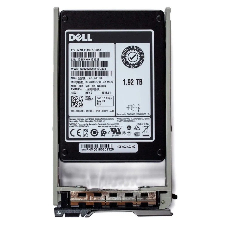 SSD-накопитель Dell/Samsung PM1633a 3.84TB MZILS3T8HMLH SAS 12Gb/s 3D TLC 1 DWPD