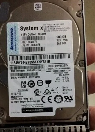 Жёсткий диск Lenovo 0AJ0730 00AJ075 00AJ071 900GB 00AJ072 2.5'' 10K SAS 6Gbs Har — фото лота 1
