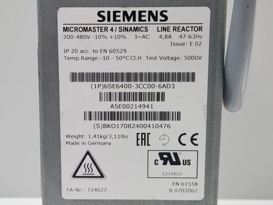 Частотный преобразователь Siemens Micromaster 4 Sinamics Line Reactor 6SE6400-3C