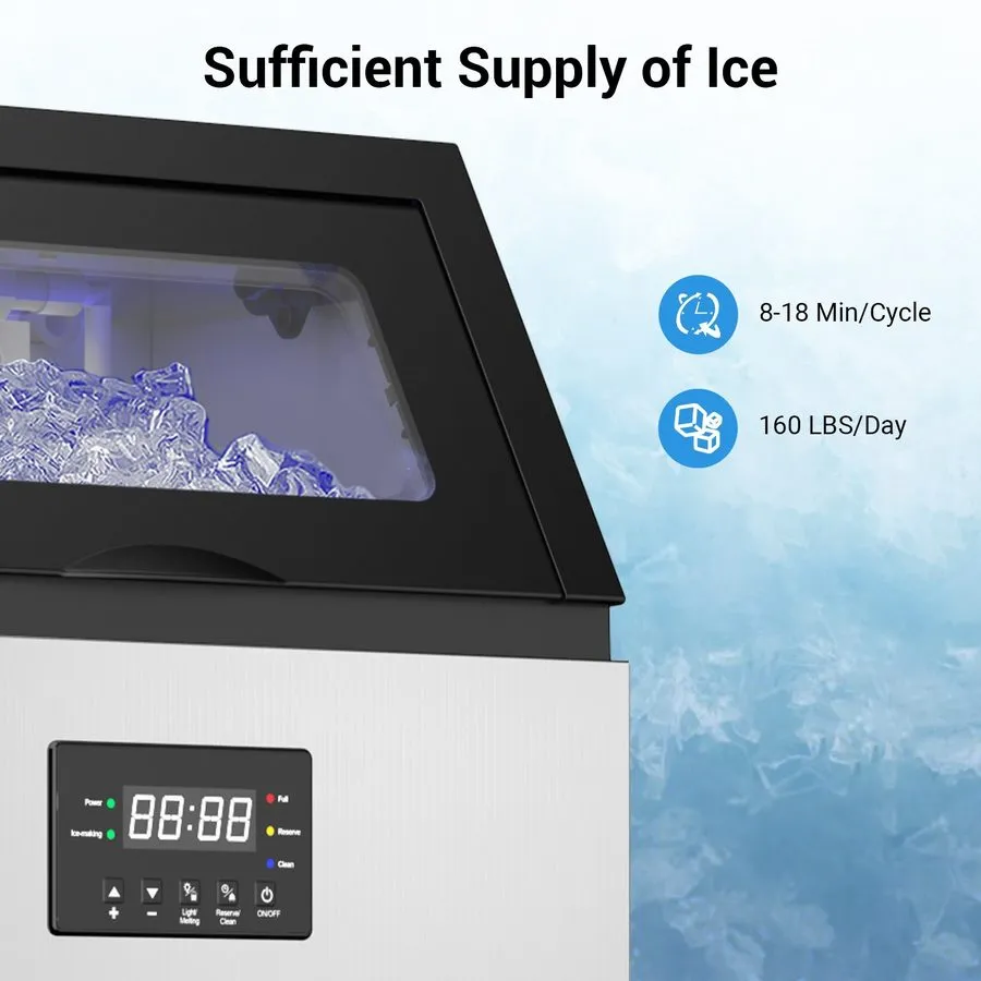 Льдогенератор 200lbs/24H Commercial Ice Maker Under Counter Freestanding Full ic