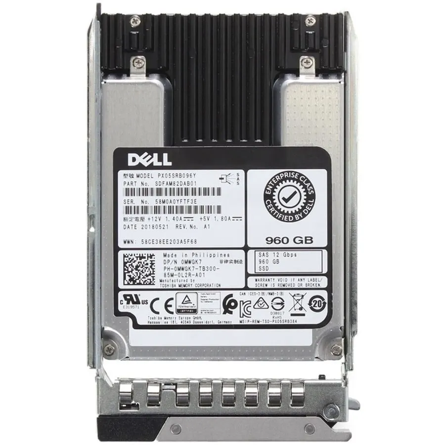 Сервер 0MWGK7 Dell PX05SRB096Y 960GB 2.5" SAS 12G PowerEdge R650 R750 Server SSD