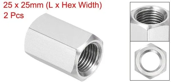 Датчик M12x1.25 Pitch 25mm 0.98" 304 Stainless Steel Hex Coupling Nut Connector — фото лота 1