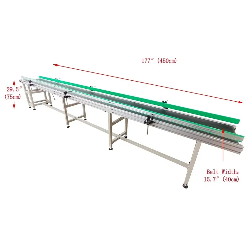Конвейер 118"L 15.7"W Electric PVC Belt Conveyor Transport Machine Speed 4-20m/m