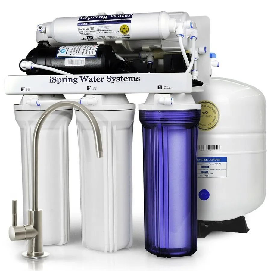 Насос iSpring RCC7P 5-Stage 75GPD Reverse Osmosis RO Water Filter System +Booste