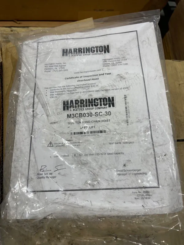 Таль Harrington CB Series 3 Ton Hand Chain Hoist with 30ft Lift M3CB030-SC-30