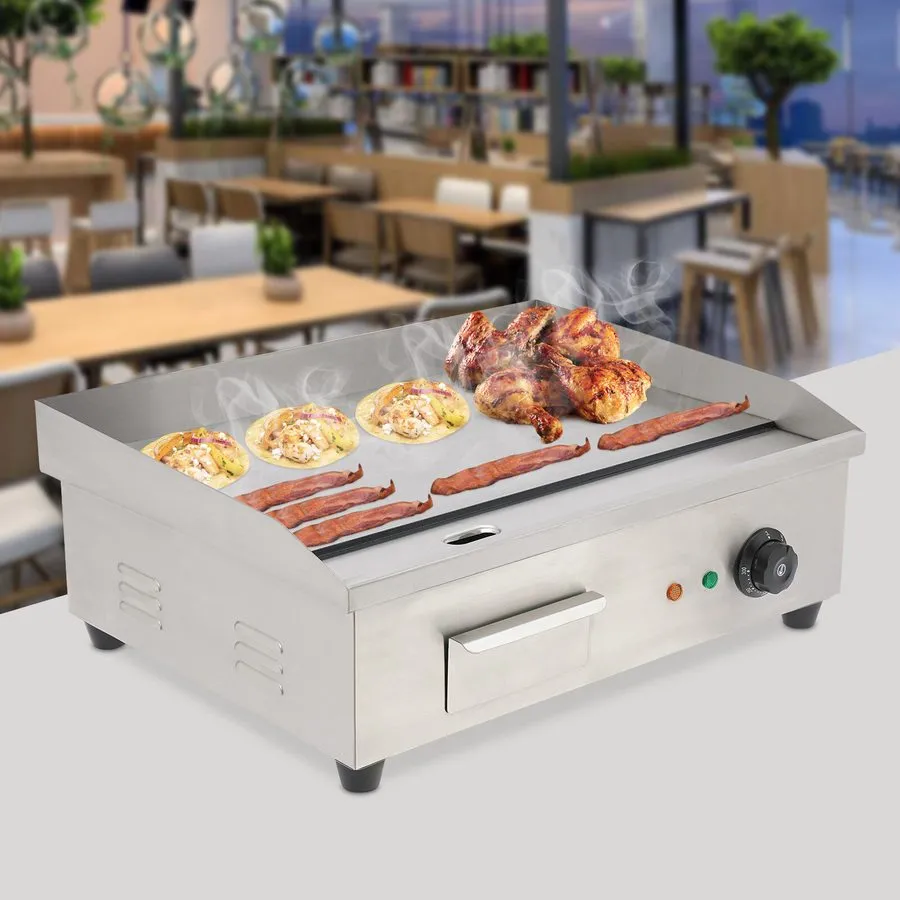 Гриль 3000W Commercial Electric Countertop Griddle 21.57 x 13.77in 110V Steel To — фото лота 1