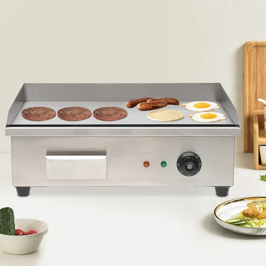 Гриль 3000W Commercial Electric Countertop Griddle 21.57 x 13.77in 110V Steel To — фото лота 2