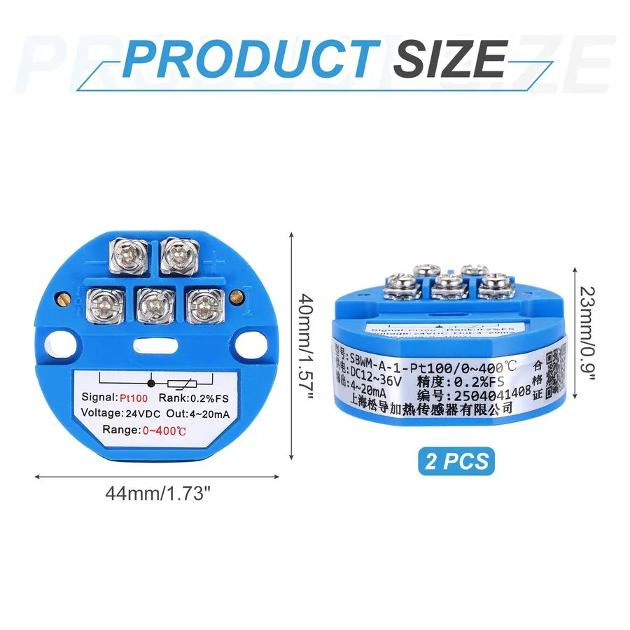 Датчик температуры 0-400C RTD PT100 Temperature Sensor Transmitter Module 4-20MA — фото лота 1