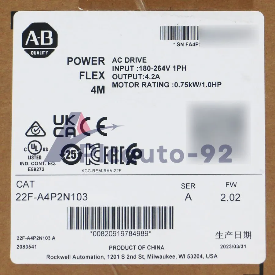 Частотный преобразователь Allen Bradley 22F-A4P2N103 PowerFlex 4M AC Drive 0.75