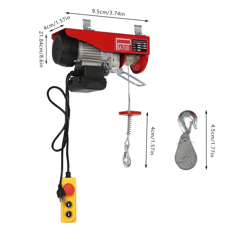 Таль 700kg/1543lbs Overhead Electric Hoist Crane Lifting Garage Hook Winch Hoist — фото лота 1