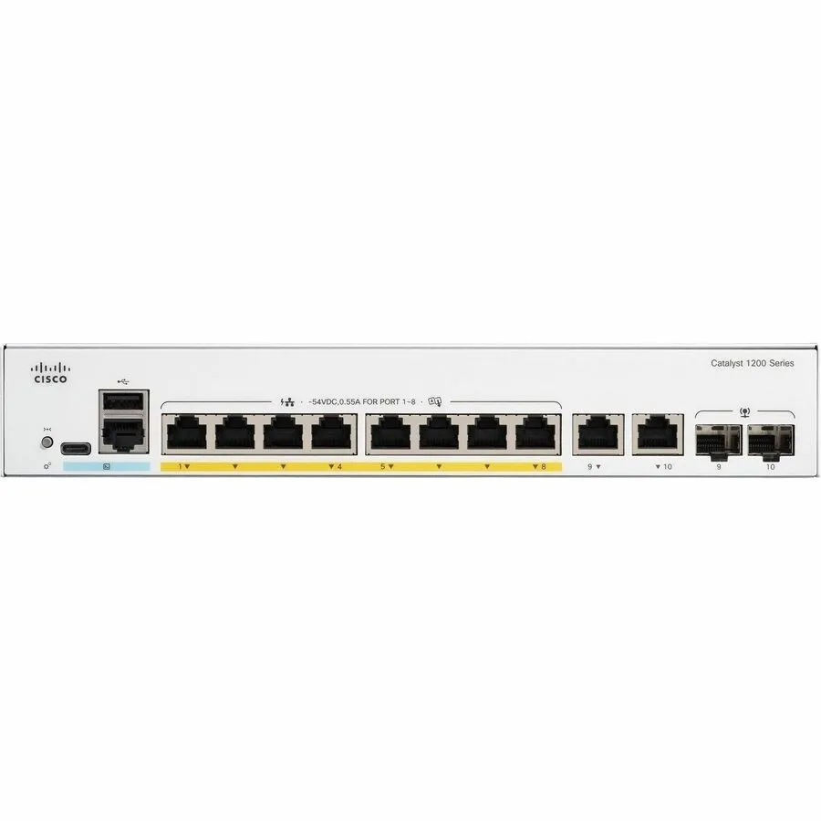Коммутатор Cisco Catalyst C1200-8P-E-2G Smart Switch 8Port GbE PoE+ 2x1G