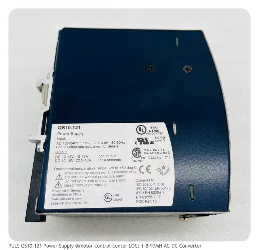 Блок питания PULS Dimension Series Model QS10.121 DIN Rail Power Supply 12VDC 15