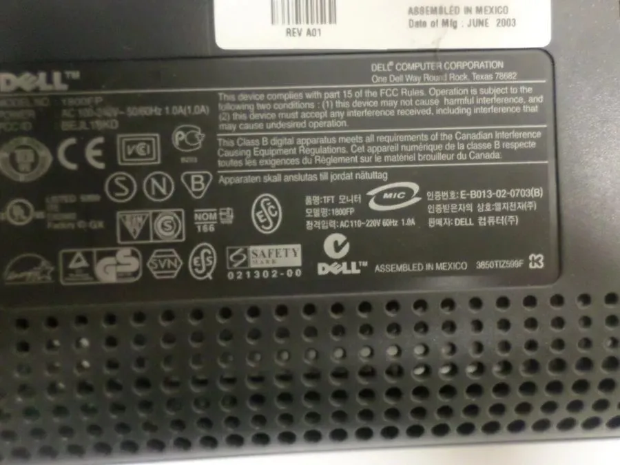 Монитор Dell UltraSharp 1800FP 18 Inch LCD 1280 x 1024 Monitor VGA DVI