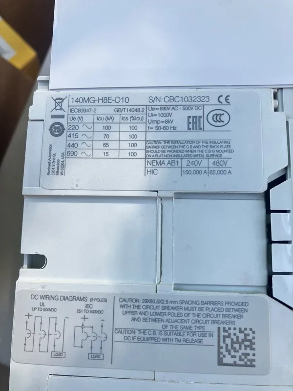 Автоматический выключатель Allen-Bradley 140MG-H8E-D10 Motor Protection Circuit  — фото лота 1
