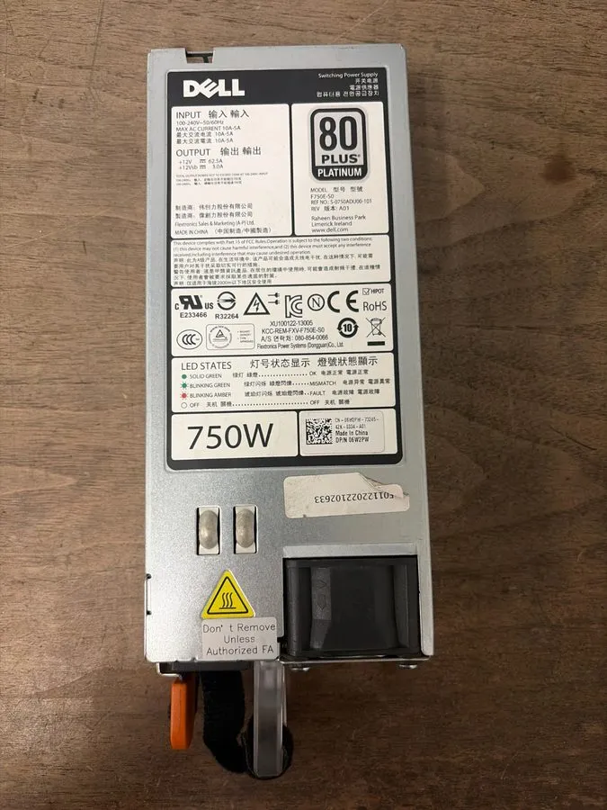 Блок питания Dell 750 W Hot Swap Power Supply PowerEdge R520 R620 R720 06W2PW 6W