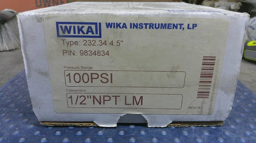 Трубопроводная арматура WIKA 9834834 0-100PSI NSMP Pressure Gauge 1/2” NPT