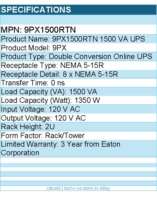 Фото лота 9PX1500RTN от продавца №64855