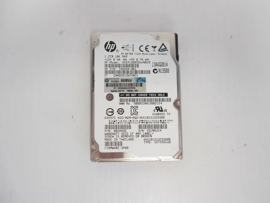 Жёсткий диск HPE 1.2TB 10K SAS 6Gb/s 2.5" Enterprise HDD 726480-001 HUC101212CSS