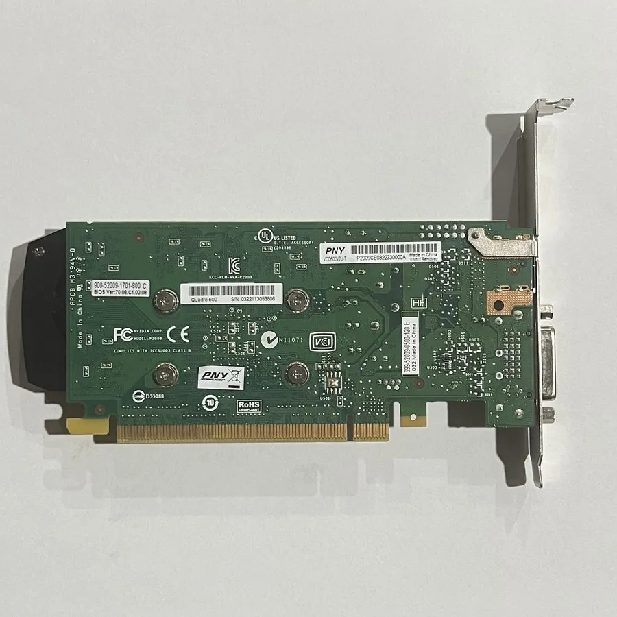 GPU-ускоритель PNY Nvidia Quadro 600 1GB GDDR3 PCIe DVI DP Graphics Video Card V — фото лота 1