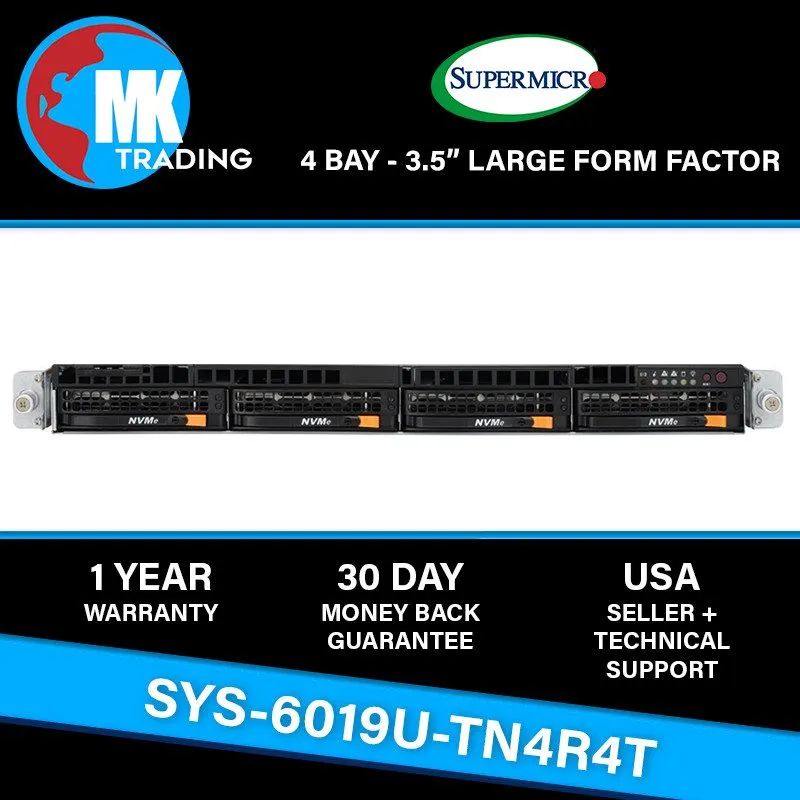 Сервер Supermicro SYS-6019U-TN4R4T 4B LFF 1U Server -V1- Choose CPUs/RAM Wholesa