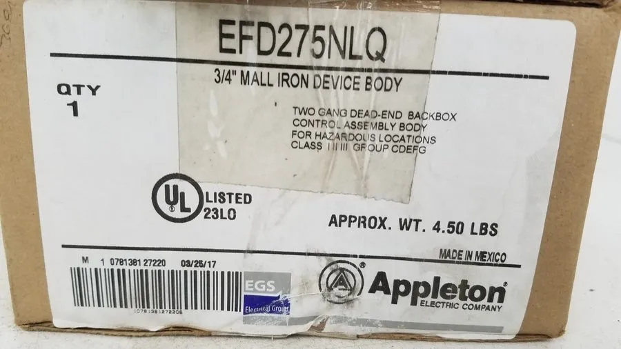 Электрооборудование Appleton EFD275NLQ, Explosion proof Control Station Mounting