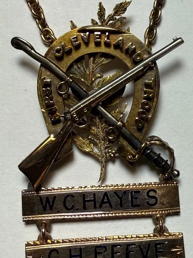 Лабораторный прибор 1885-94, 1st CLEVELAND TROOP, HORSEMANSHIP BADGE, 14K GOLD,  — фото лота 2