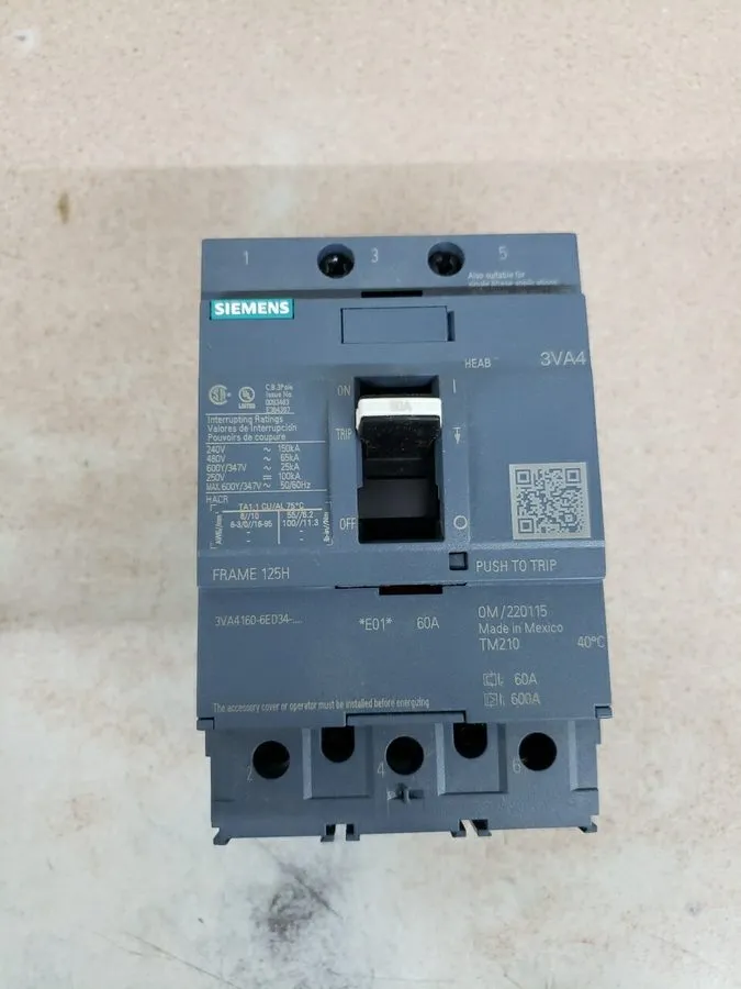 Автоматический выключатель Siemens 60 Amp Bolt-On Circuit Breaker 480 VAC 3 Pole
