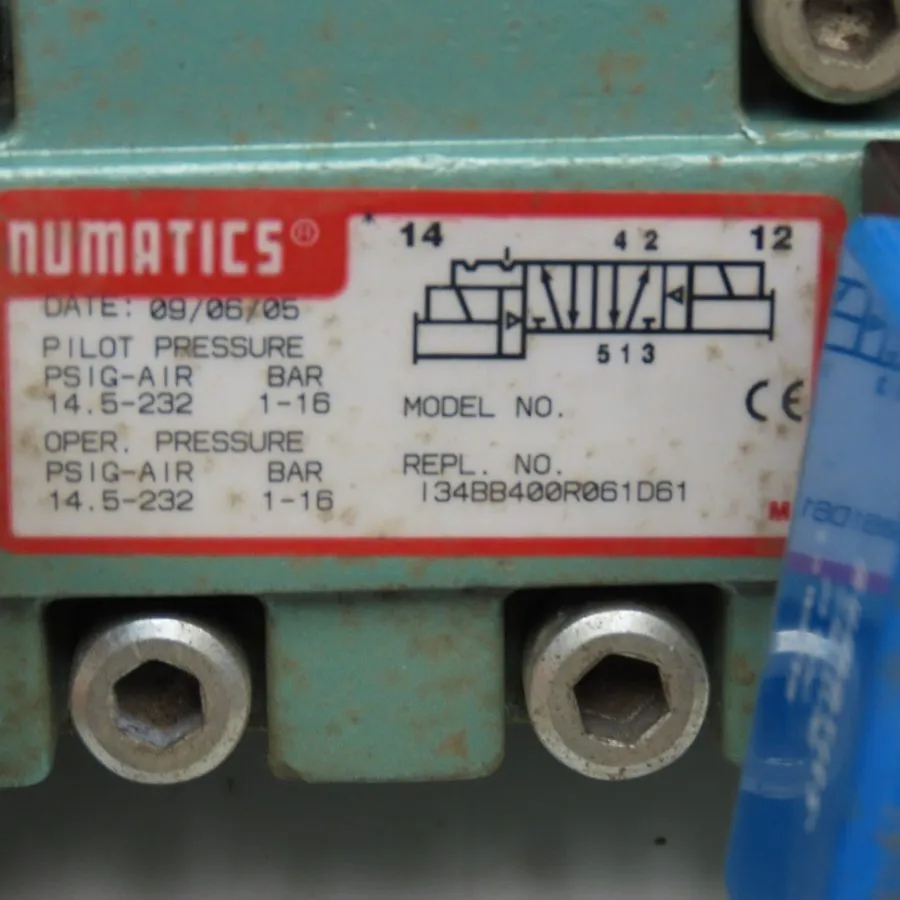 Пневмораспределитель Numatics 134BB400R061D61 Pneumatic Directional Valve 5/2 Po