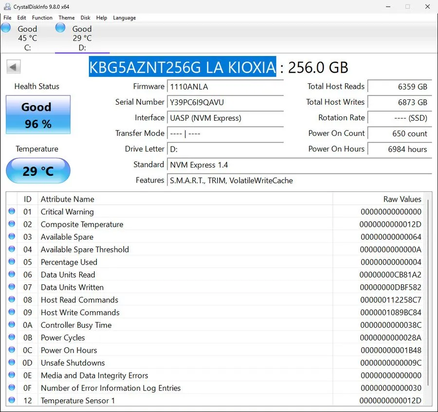 SSD-накопитель Kioxia 256GB SSD M.2 2242 PCIe NVMe Gen4 KBG50ZNT256G — фото лота 2