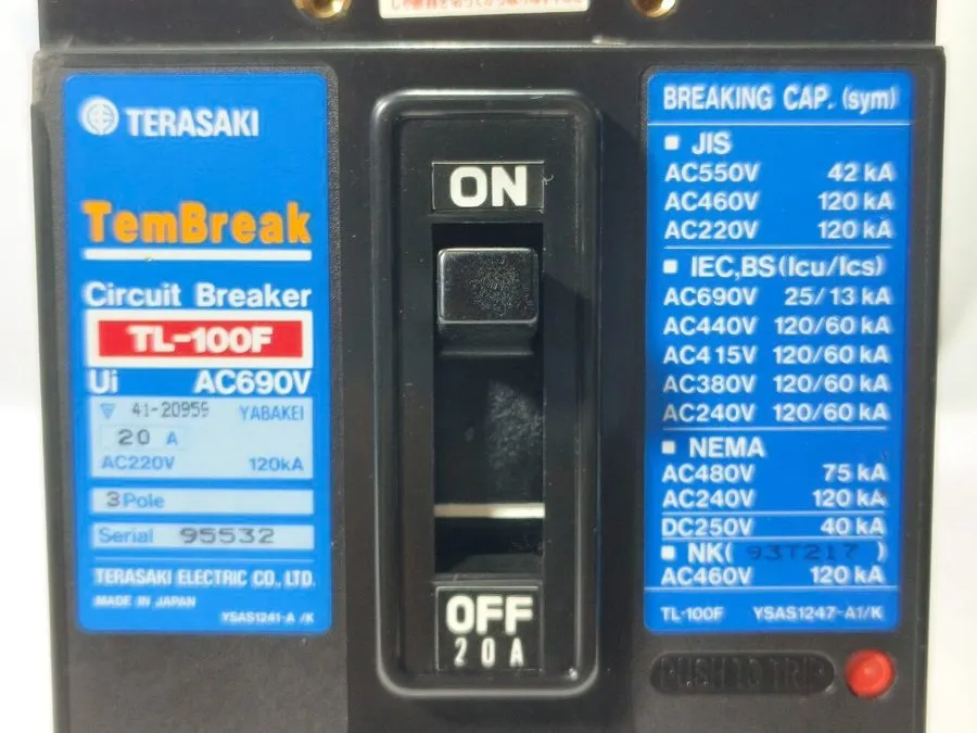 Автоматический выключатель TERASAKI TL-100F Tembreak Circuit Breaker 3 Pole AC69