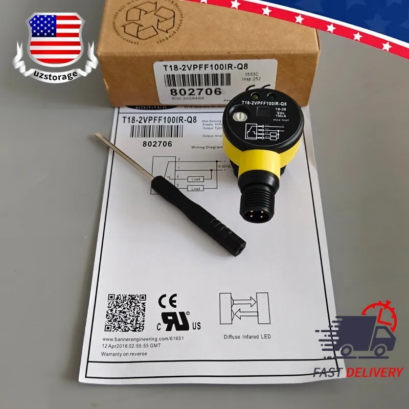 Фотоэлектрический датчик Banner Photoelectric Sensor T18-2VPFF100IR-Q8 10-30VDC