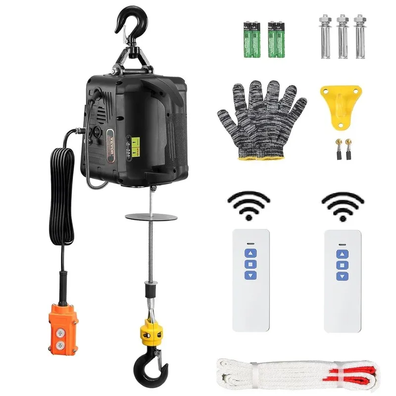 Таль 1100lbs 1500W Electric Hoist Winch 22.9ft Lift Height 110V Portable — фото лота 2
