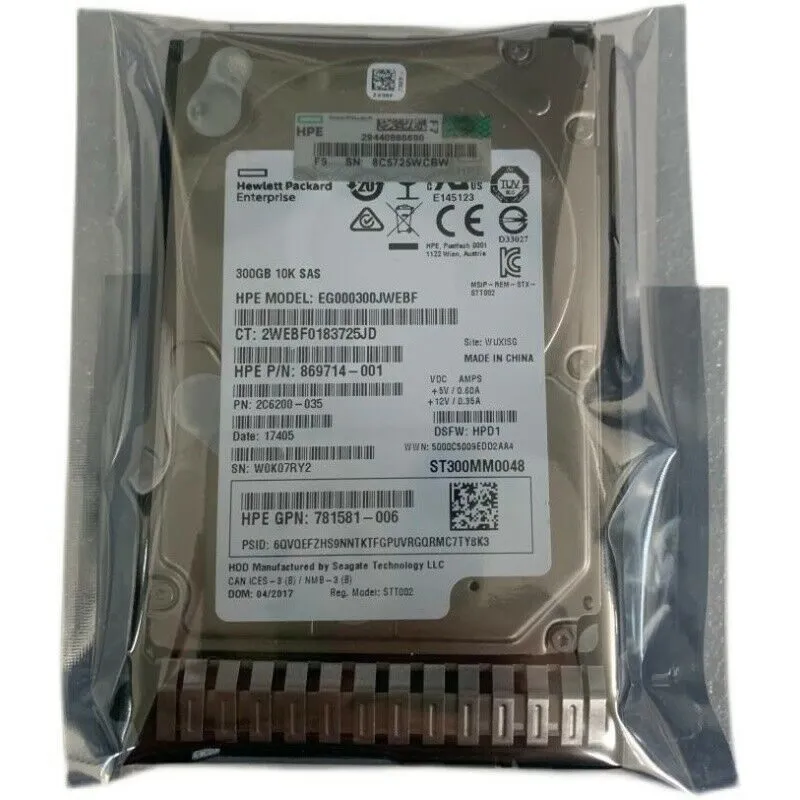 Жёсткий диск HPE 872475-B21 872735-001 SAS 10K SFF 300GB 12G 2.5" DC SC HDD Hard