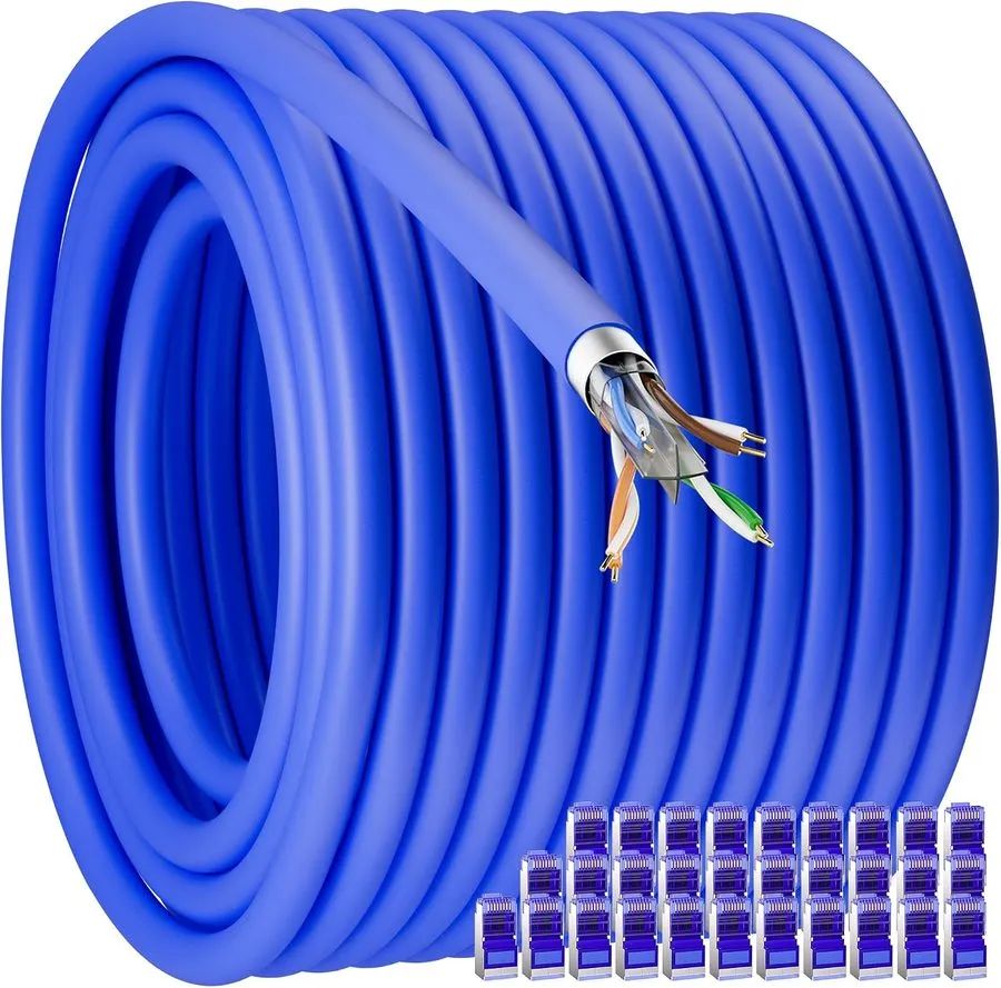 Кабель Cat 6 Outdoor Ethernet Cable Bulk 500Ft (30RJ45) Shielded Cat6 Cable