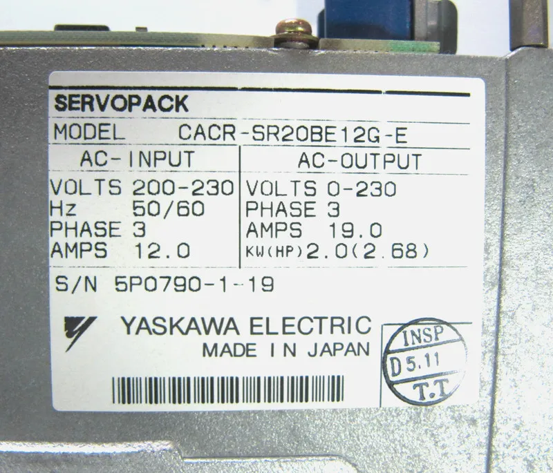 Сервопривод Yaskawa SERVOPACK CACR-SR20BE12G-E AC 3-Phase Digital Servo Drive 2k