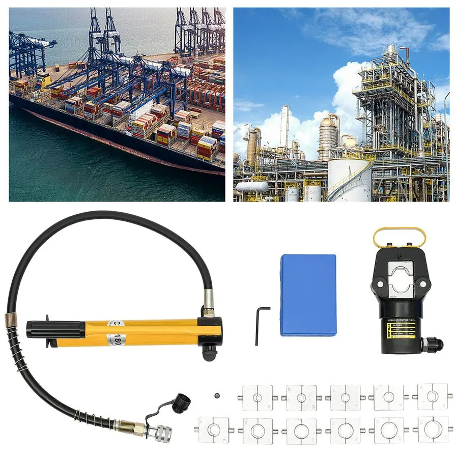 Кабель 20 Ton Hydraulic Crimper Crimping Tool Cable Wire Hose Lug Terminal+12 Di