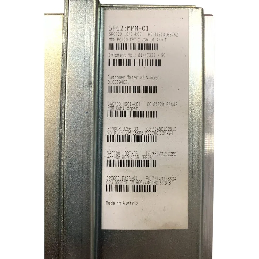 Промышленный компьютер B&R 5P62:MMM-01 Panel PC 5PC720.1043-K02 Rev.H0