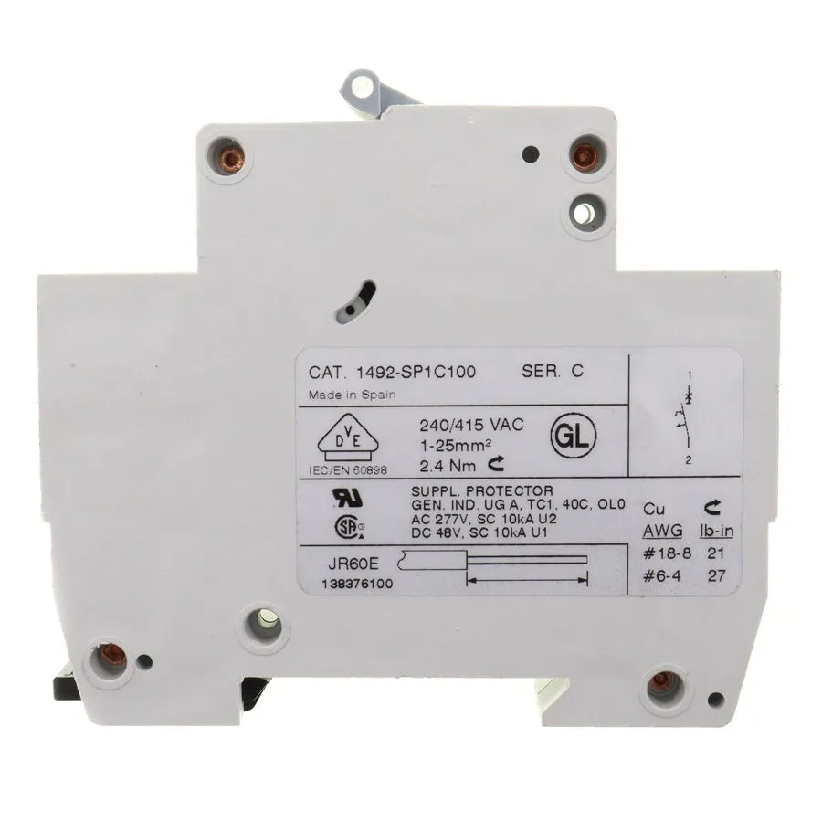 Автоматический выключатель ALLEN-BRADLEY 1492-SP1C100 MINIATURE CIRCUIT BREAKER,
