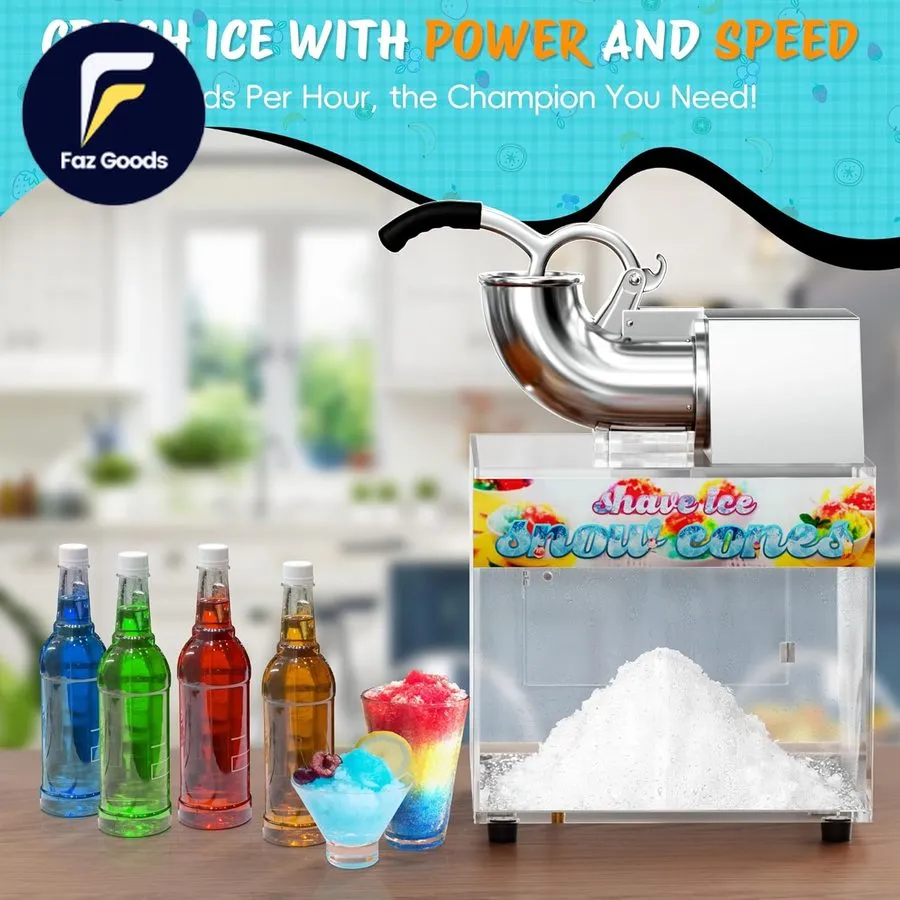 Льдогенератор 48L Snow Cone Machine, 500LB/H Commercial Shaved Ice Machine, 300W