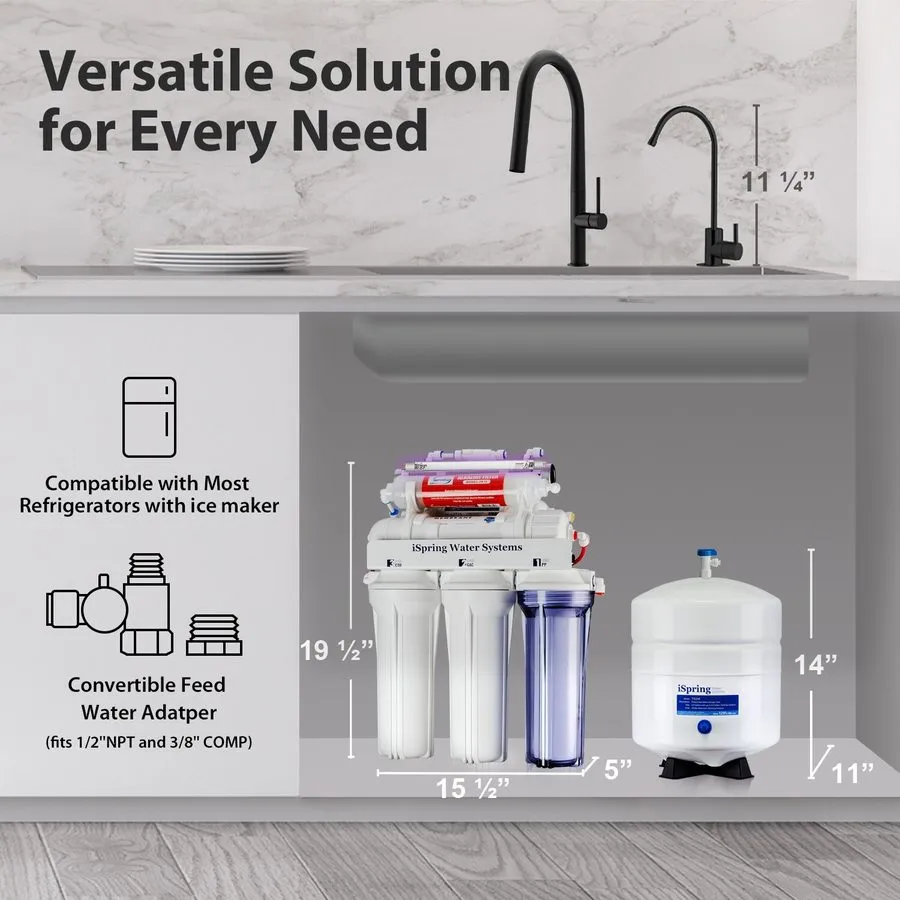 Насос iSpring RCC7AK-UVBLK NSF Certified 7-Stage Reverse Osmosis System Alkaline — фото лота 3