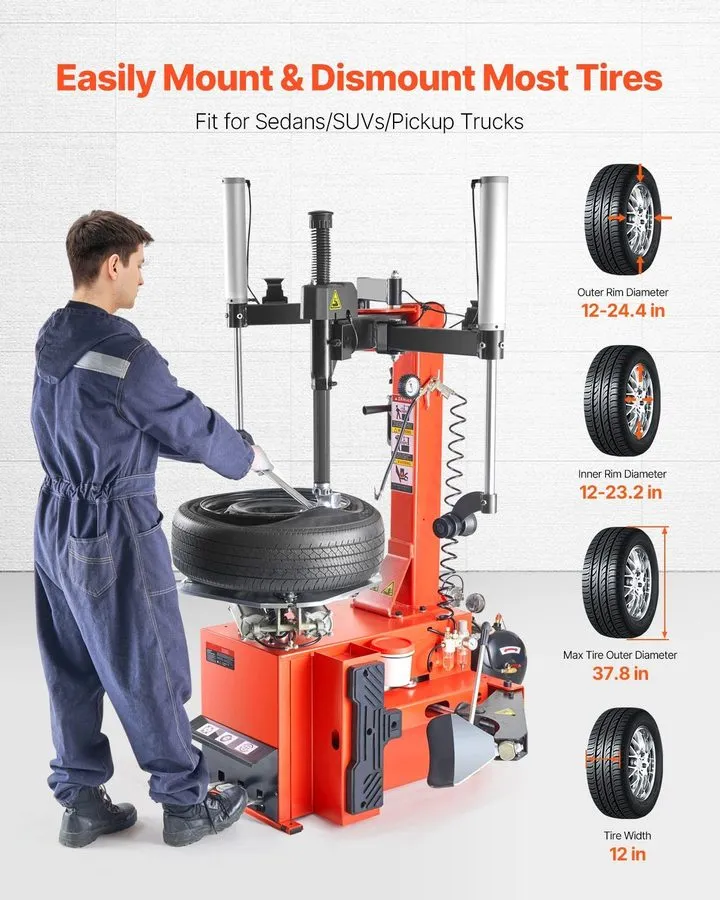 Шиномонтажный станок 1.5HP Electric Tire Changer 12-24.4in, Copper Motor, Pneuma