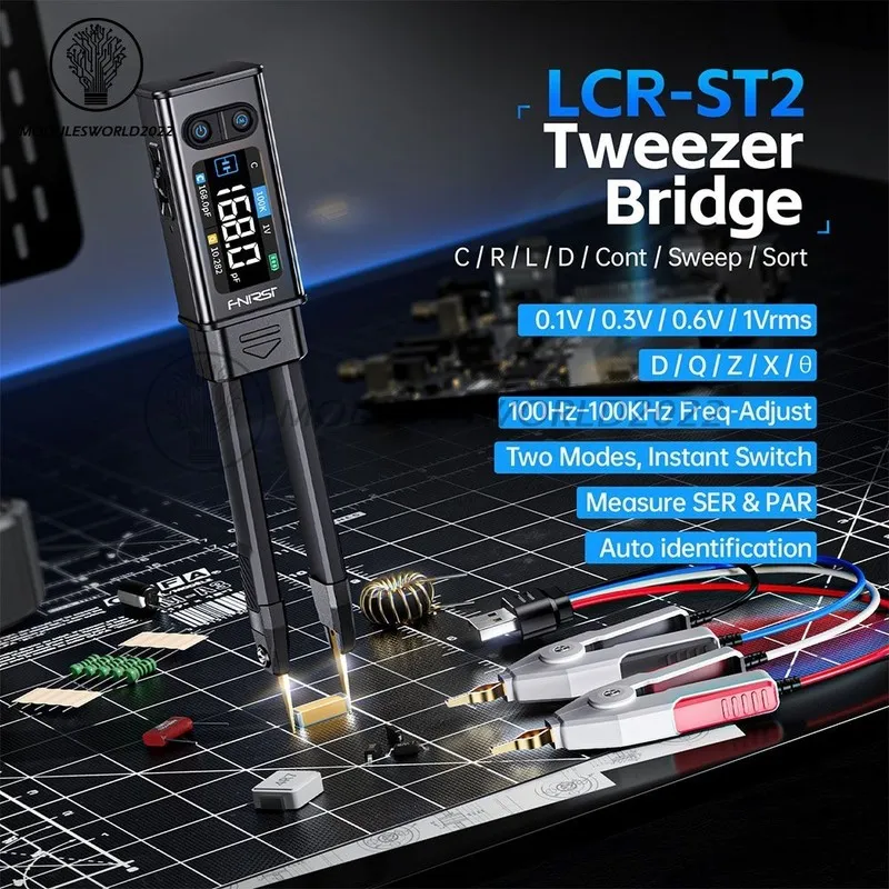 Тестер FNIRSI LCR-ST2 100kHz LCR Meter Tweezer SMD & Through-Hole Component Test