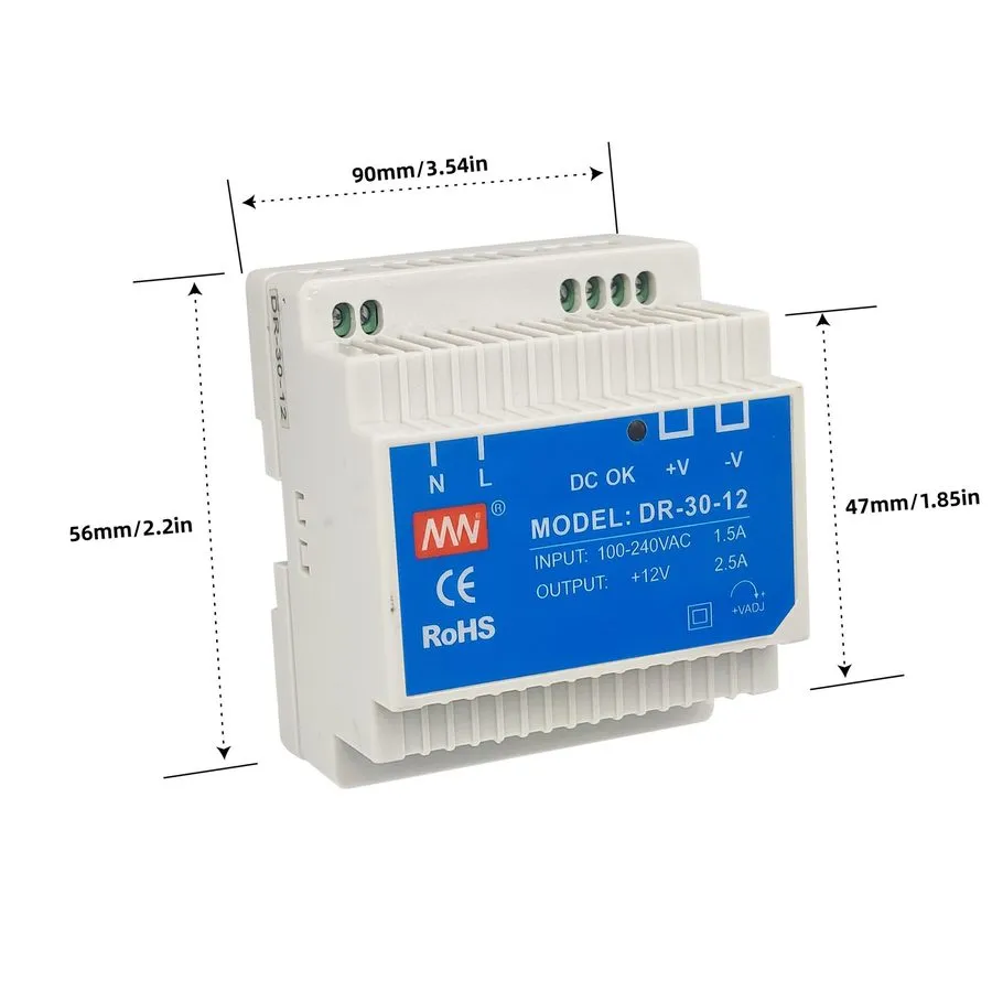 Блок питания 2.5A Industrial DIN Rail Power Supply,DR-30-12 30W Single Output 12