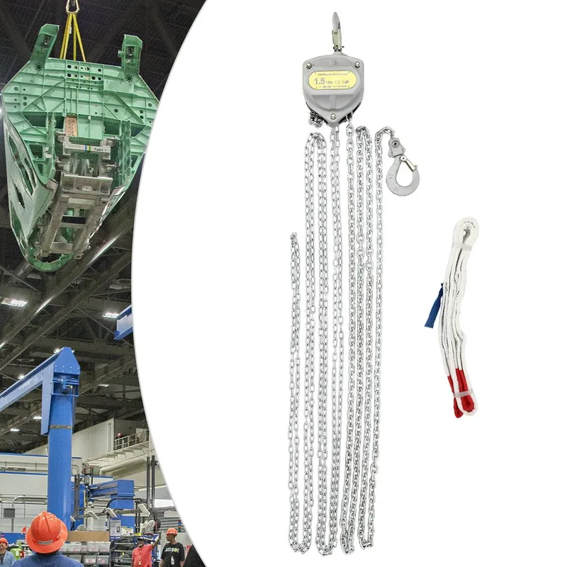 Таль 1.5T/3306lbs Chain Hoist Puller Block Hardened Steel 8.2ft Lifting w/ Hook — фото лота 1
