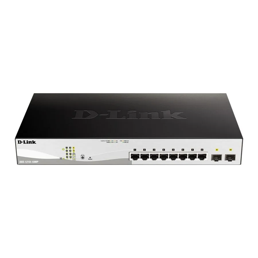 Коммутатор D-Link DGS-1210-10MP Ethernet Switch, 8 Network 2 Expansion Slot
