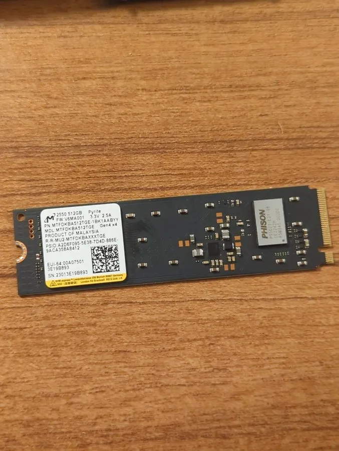 SSD-накопитель Micron 2550 512GB M.2 2230 NVMe PCIe Gen4 x4 SSD MTFDKBK512TGE — фото лота 2